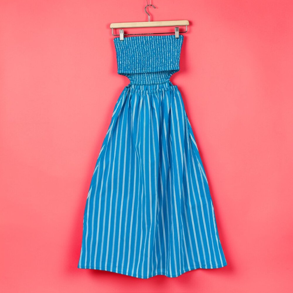 Faithfull the Brand Blue Strapless Dress - Picture 3 of 3